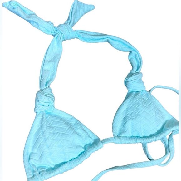 Aerie halter bikini top Light Blue tie knot size Small - Picture 2 of 9